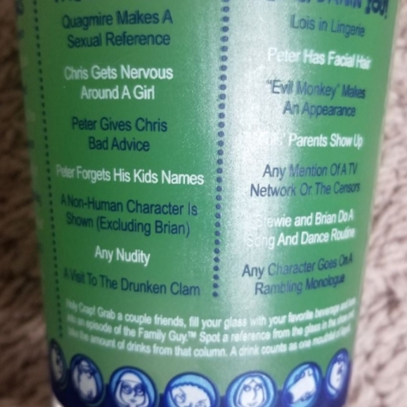 The Official Family Guy Drinking Game US Pint Glass Applied Color Label 16 Oz - Picture 4 of 5
